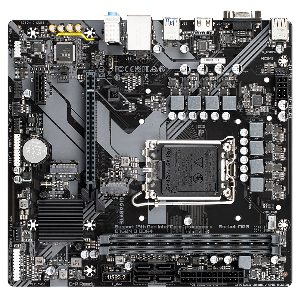 Mainboard Gigabyte B760M D DDR4 (rev. 1.0) | Intel B760, Socket 1700, Micro ATX, 2 khe DDR4