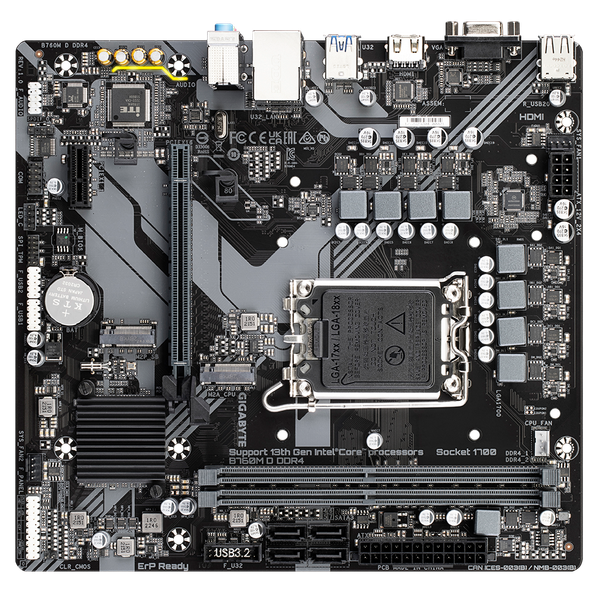  Mainboard Gigabyte B760M D Rev 1.0 DDR4 | LGA 1700, mATX, 2 khe RAM 