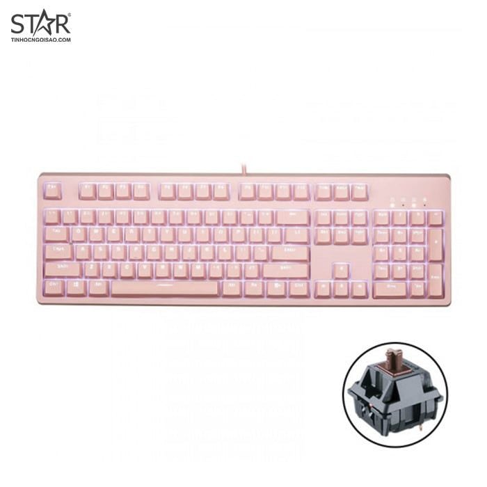 Bàn phím cơ E-DRA EK3104 Pink V2 Brown Switch