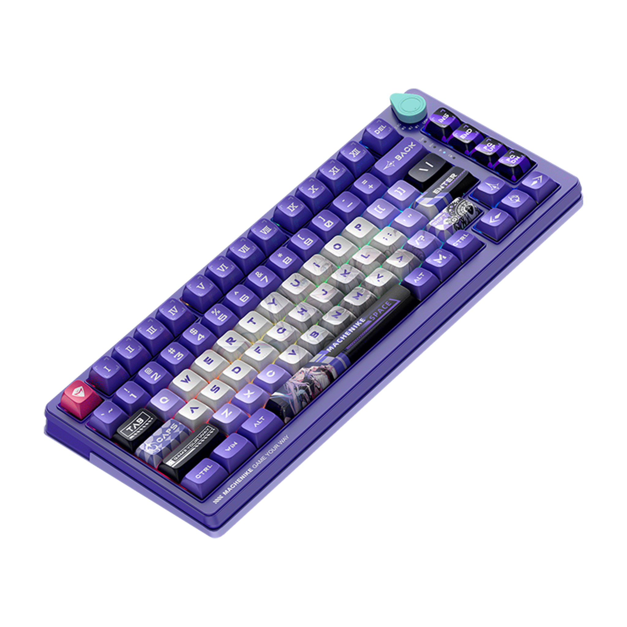 Bàn phím cơ Machenike K600T-B82 Tri-Mode RGB White Purple (Shirasaiko) | Wireless, GR Purple