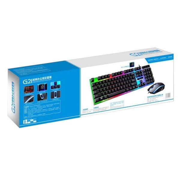  Combo phím chuột giả cơ gaming G21 | Có dây, Fullsize, Membrane, RGB Rainbow, White/Black 