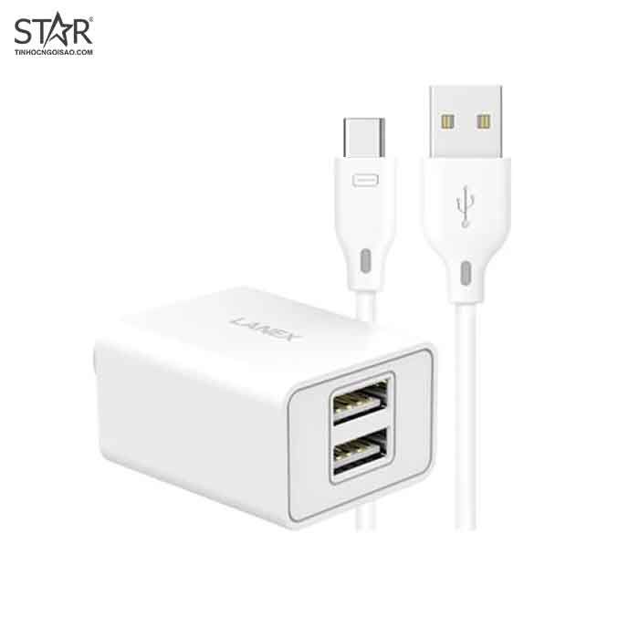 Bộ Sạc Nhanh USB to Type-C 2.1A Lanex LCK-06CC – Dài 1.0m