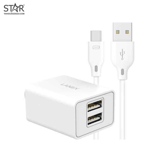 Bộ Sạc Nhanh USB to Micro USB 2.1A Lanex LCK-06CM – Dài 1.0m