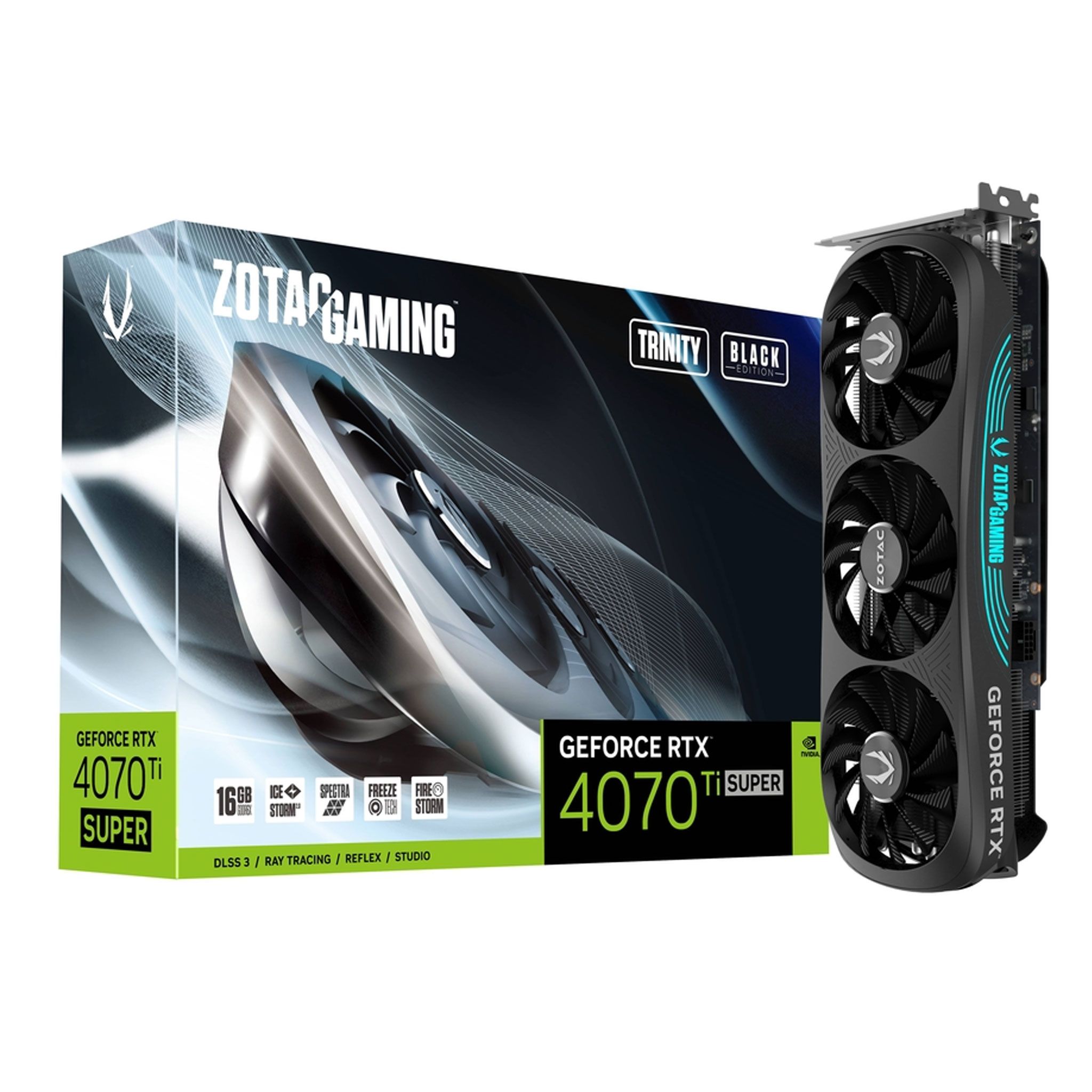 Card màn hình VGA ZOTAC GAMING GeForce RTX 4070 Ti SUPER Trinity Black Edition 16GB GDDR6X (ZT-D40730D-10P)