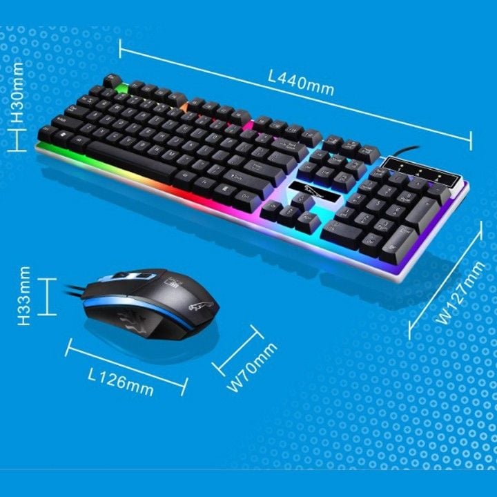 Combo phím chuột giả cơ G21 chuyên game | Trắng - Đen, Led Rainbow