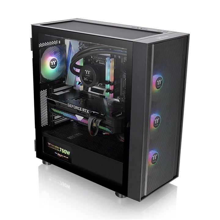 Thùng máy Case Thermaltake H570 TG ARGB Mid Tower Chassis | Đen, sẵn 3 fan ARGB (CA-1T9-00M1WN-01)