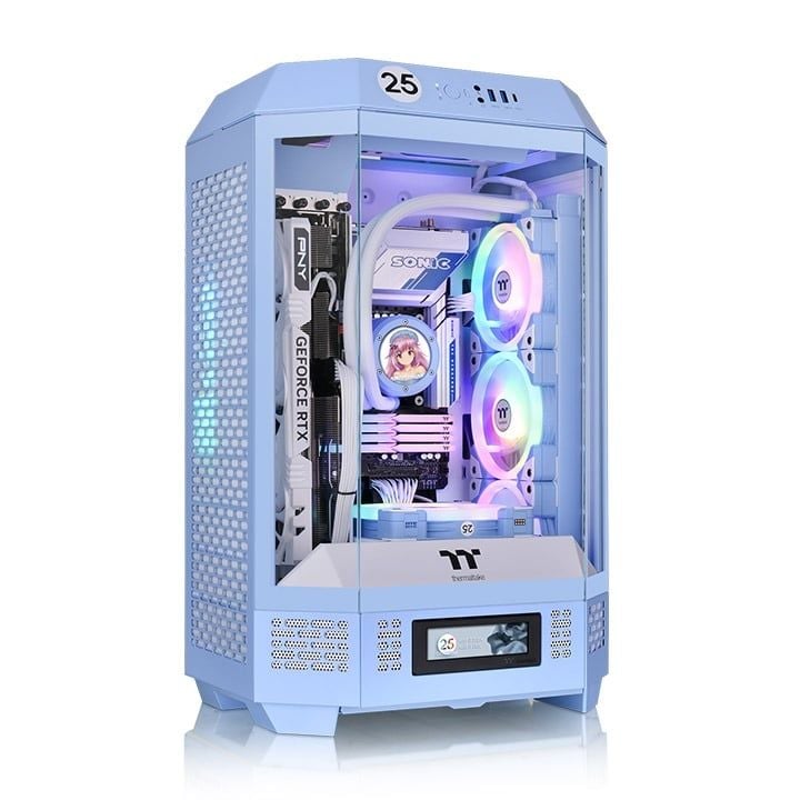 Thùng máy Thermaltake The Tower 300 Hydrangea Blue Micro Tower Chassis | Xanh, sẵn 2 fan ARGB 14cm (CA-1Y4-00SFWN-00)