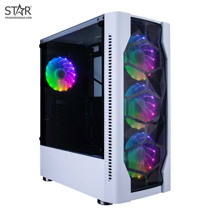 Thùng máy Case 1st Player DK-D4 (Tặng 4 Fan RGB) (Trắng)