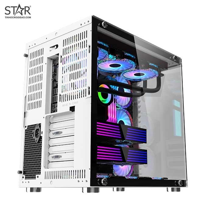 Thùng máy Case MIK LV07 Tempered Glass (Trắng) (No Fan)