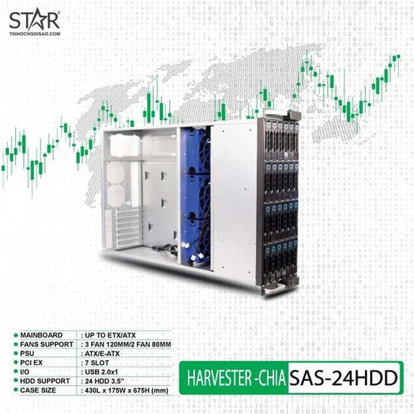  Thùng máy VSP Havester-CHIA SAS-24HDD (HDD 3.5″ x 24) 