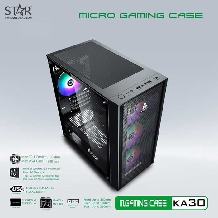 Thùng máy Case VSP Gaming KA30 Black (No Fan)