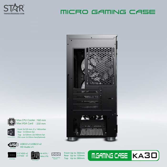 Thùng máy Case VSP Gaming KA30 Black (No Fan)