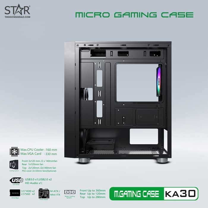 Thùng máy Case VSP Gaming KA30 Black (No Fan)
