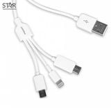  Cáp Sạc Pisen 3 in 1 AP07-1200 ( Type-C/ Lightning/ MicroUSB ) 1.2m 