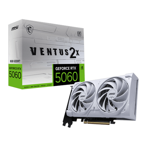 Card màn hình NVIDIA GeForce RTX 5060 MSI VENTUS 2X WHITE OC | 8GB GDDR7, 3840 CUDA, 550W