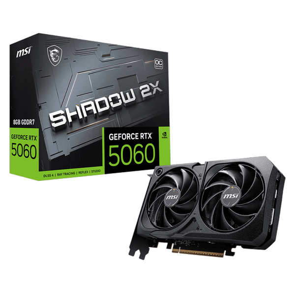  Card màn hình NVIDIA GeForce RTX 5060 MSI SHADOW 2X OC | 8GB GDDR7, 3840 CUDA, 550W 