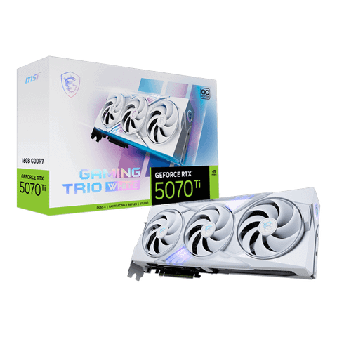 Card màn hình NVIDIA GeForce RTX 5070 Ti MSI GAMING TRIO WHITE OC | 16GB GDDR7, 8960 CUDA, 750W