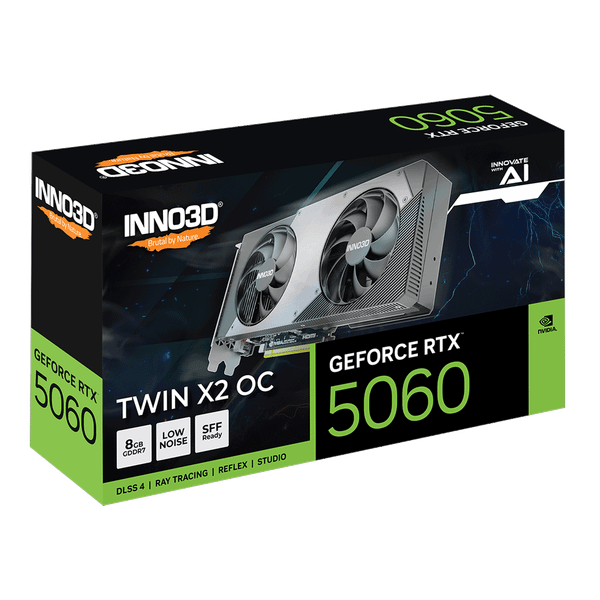  Card màn hình NVIDIA GeForce RTX 5060 INNO3D TWIN X2 OC | 8GB GDDR7, 3840 CUDA, 550W 