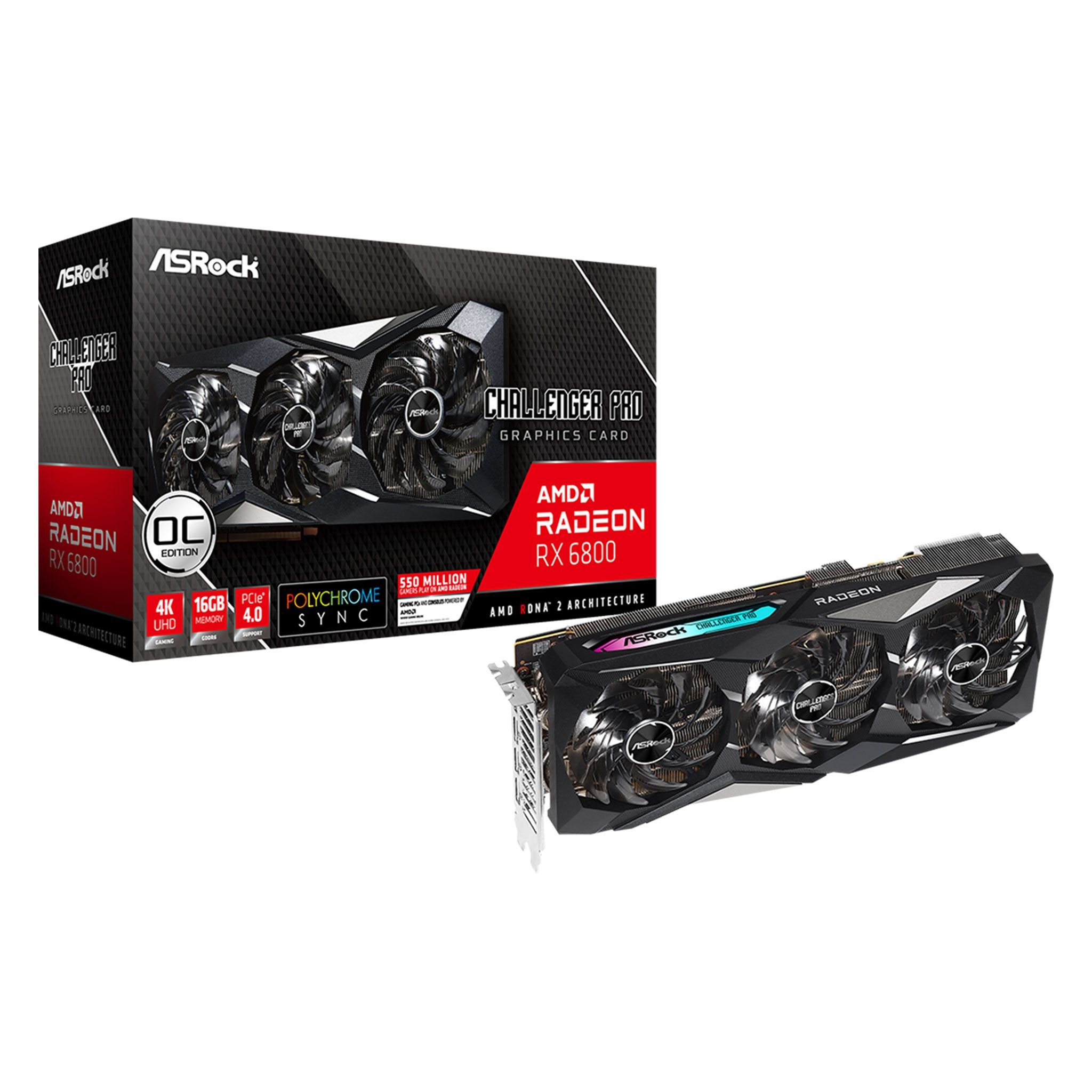 Card màn hình VGA ASRock AMD Radeon RX 6800 Challenger Pro 16G OC
