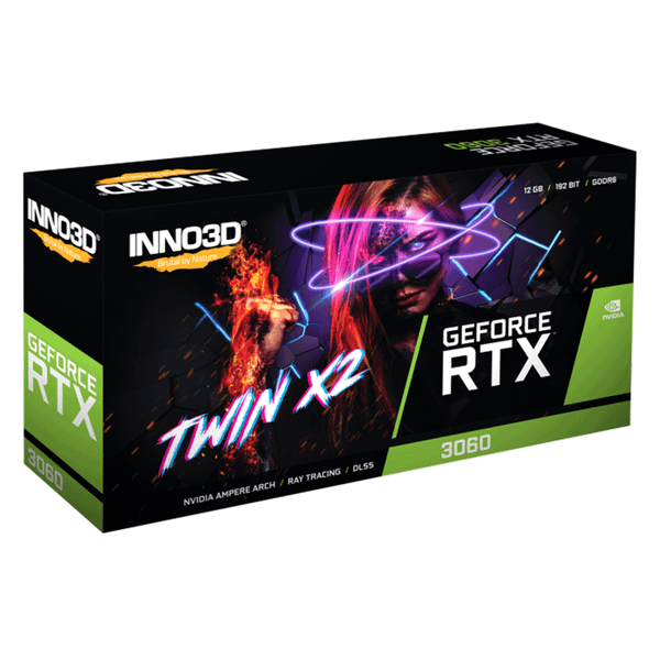  Card màn hình NVIDIA GeForce RTX 3060 Inno3D Twin X2 | 12GB GDDR6, 3584 CUDA, 550W 