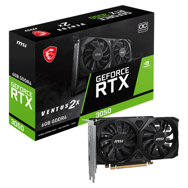  Card màn hình NVIDIA GeForce RTX 3050 MSI Ventus 2X OC | 6GB GDDR6, 2560 CUDA, 300W 