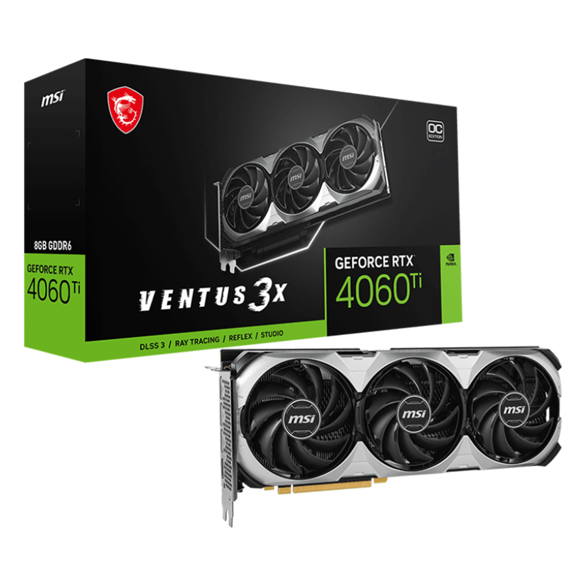 Card màn hình VGA MSI GeForce RTX 4060 Ti Ventus 3X E 8G OC