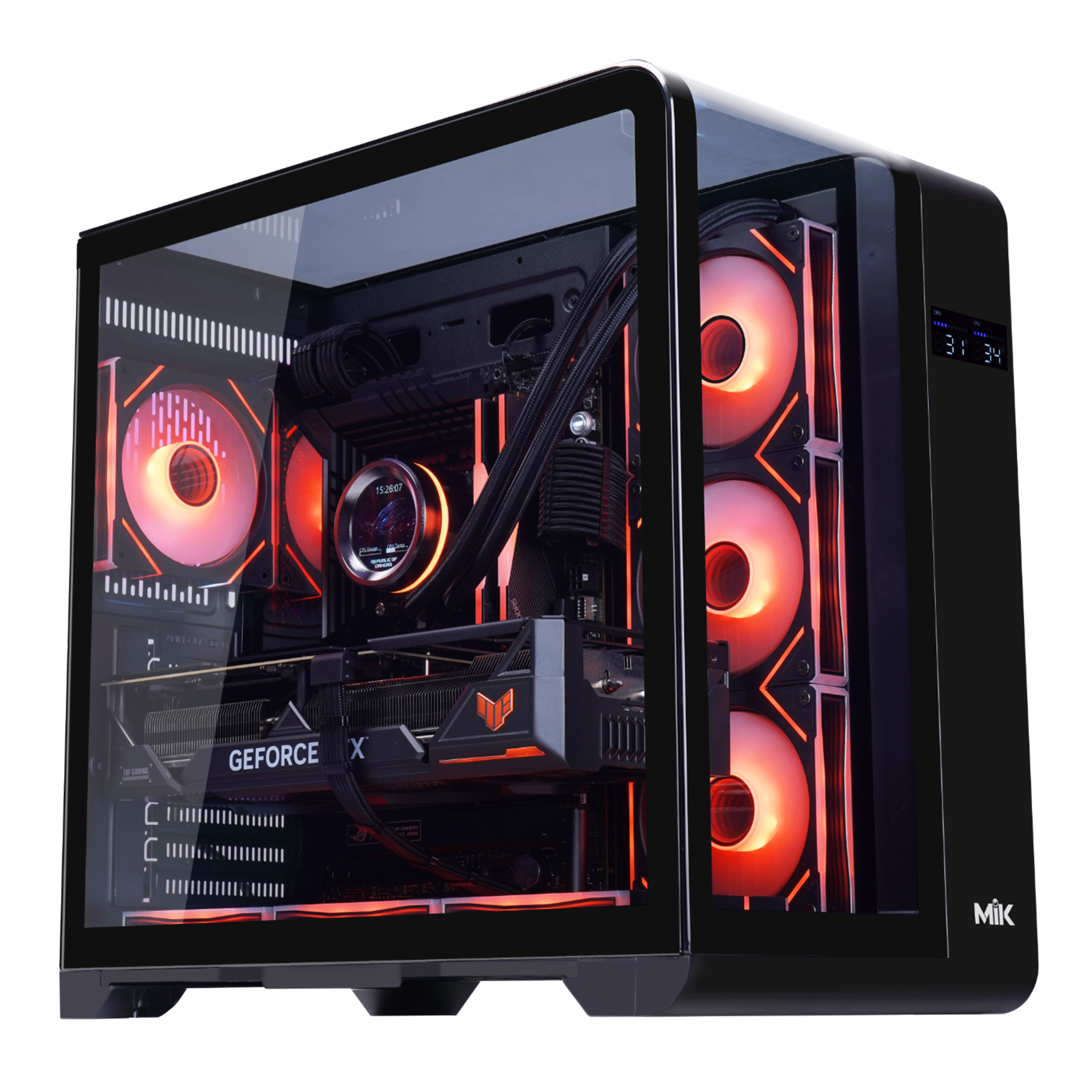 Thùng máy Mik Barbatos ATX - Black | AIO 360, view 3 góc