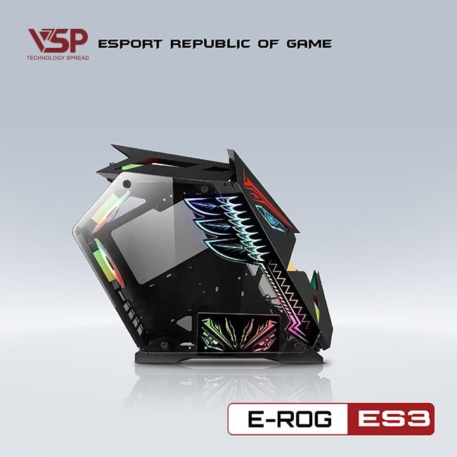 Thùng máy Case VSP ESPORT ROG ES3 Gaming | Đen, kèm sẵn 5 Fan RGB