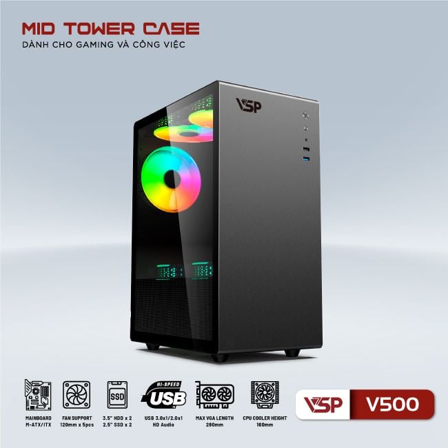 Thùng máy Case VSP V500 - Đen