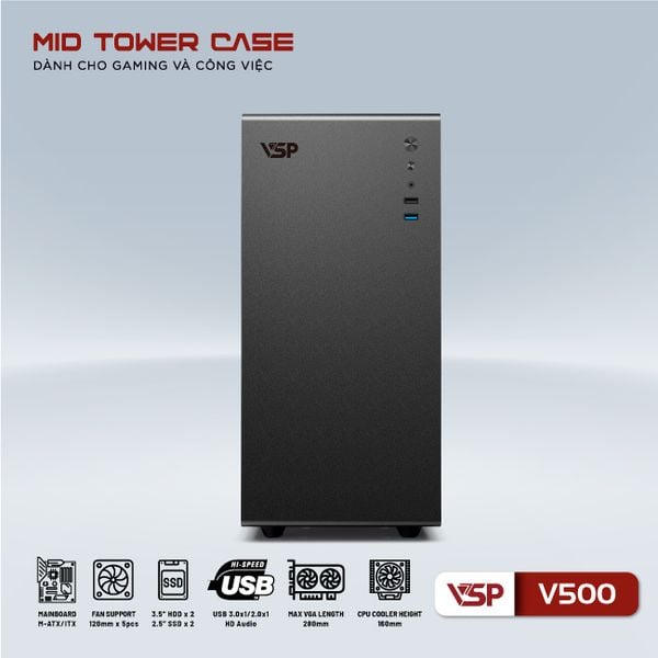 Thùng máy VSP V500 - Đen 