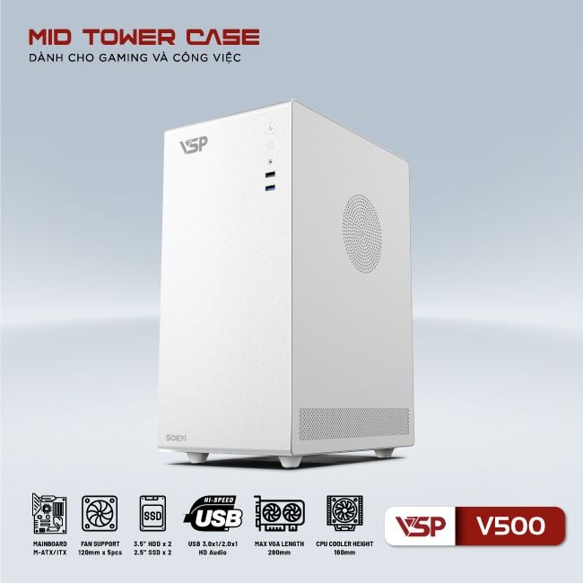 Thùng máy Case VSP V500 - Trắng