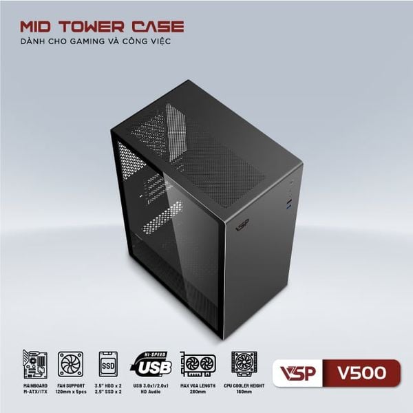  Thùng máy VSP V500 - Đen 