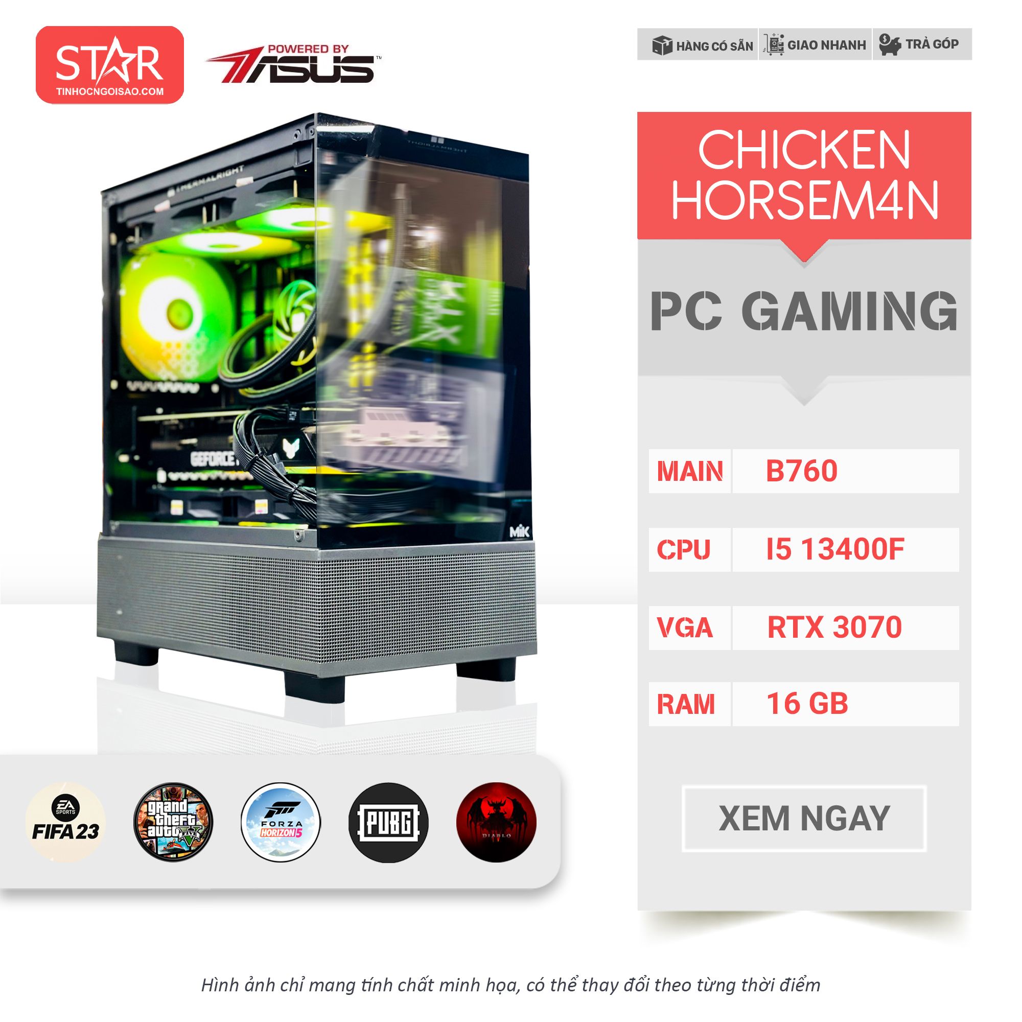 PC Gaming STAR CHICKEN HORSEM4N | RTX 3070, Intel