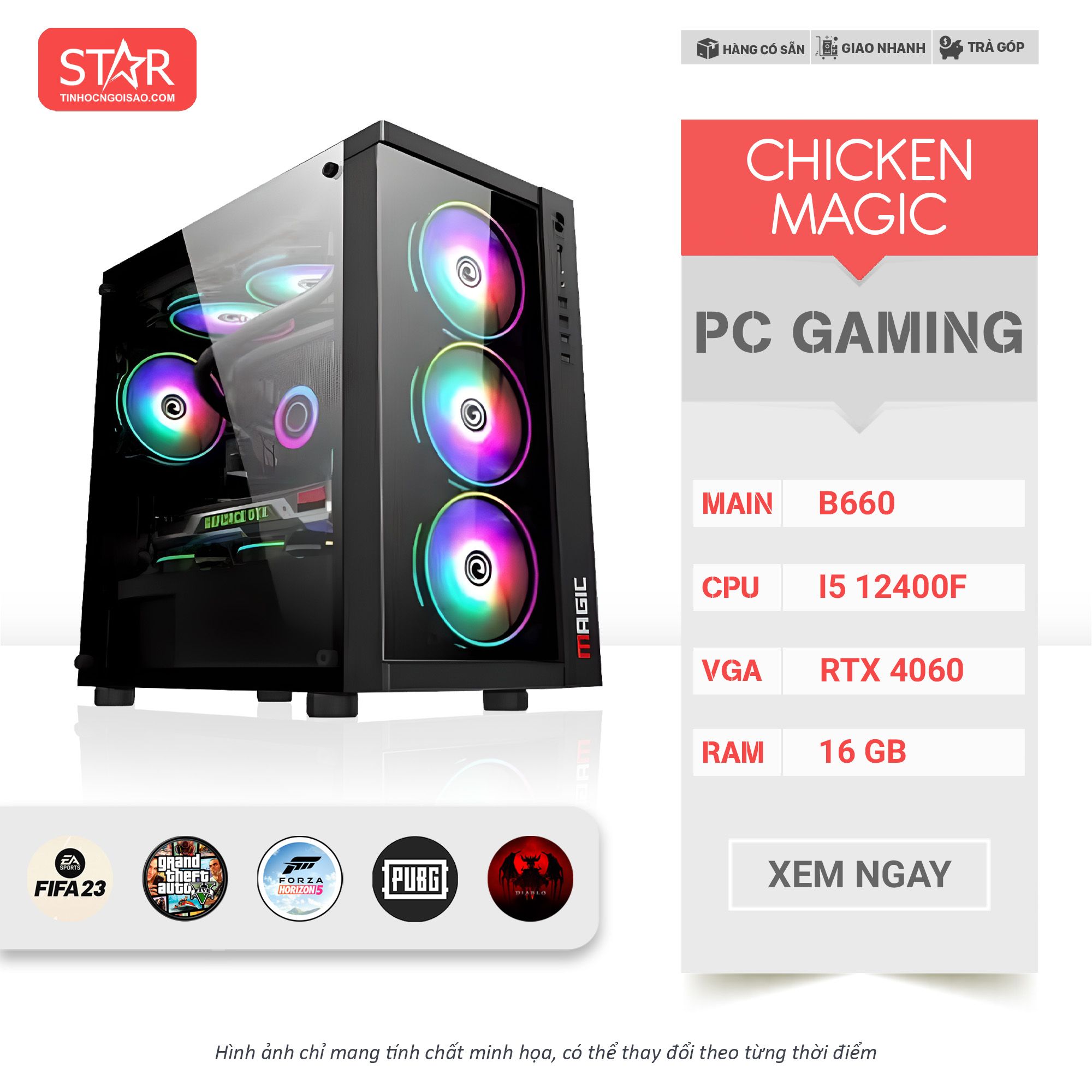PC Gaming STAR CHICKEN MAGIC | RTX 4060, Intel