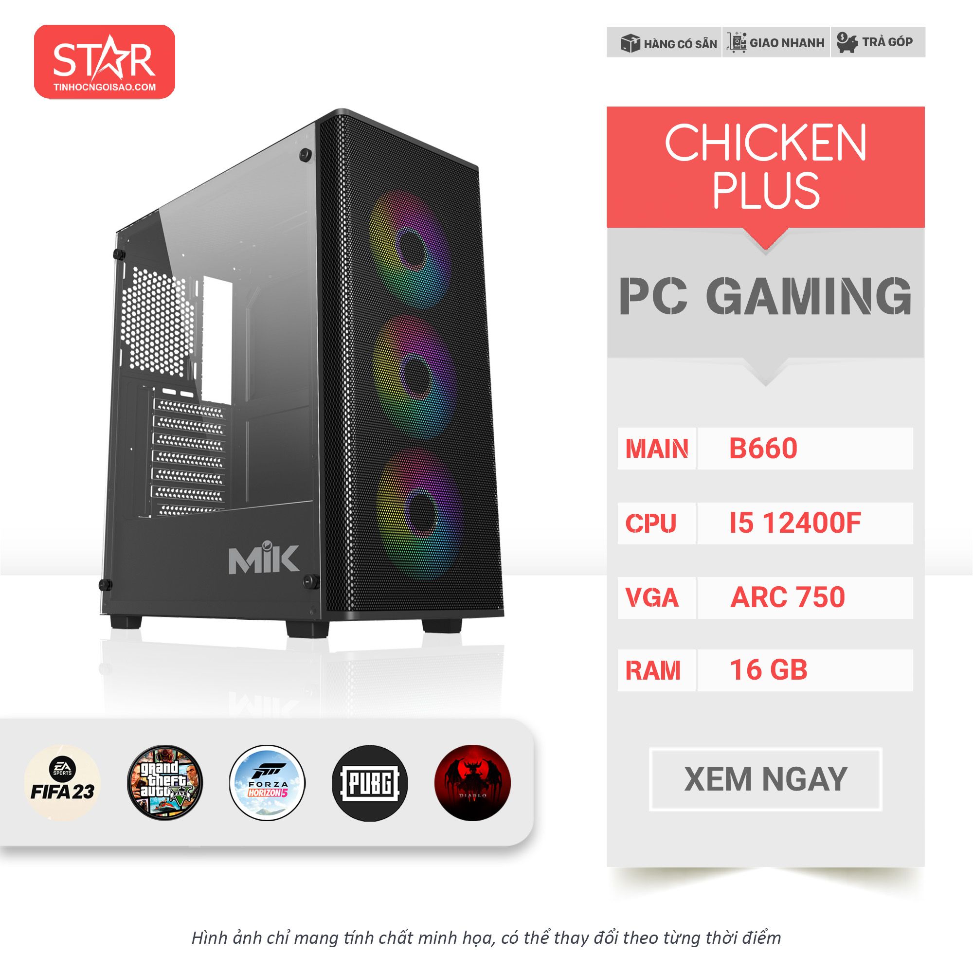 PC Gaming STAR CHICKEN PLUS | ARC A750, Intel