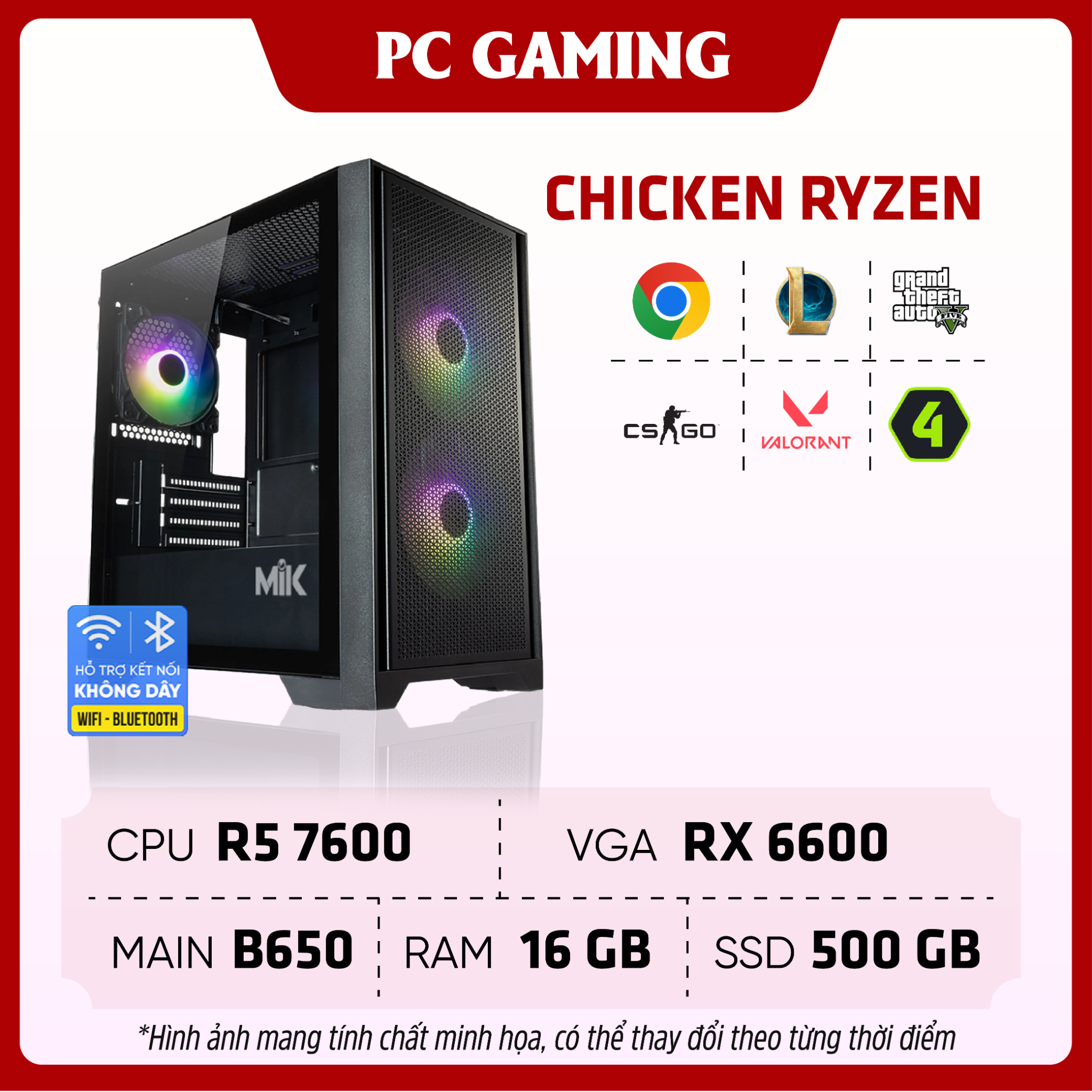 PC Gaming STAR CHICKEN RYZEN | RX 6600, AMD