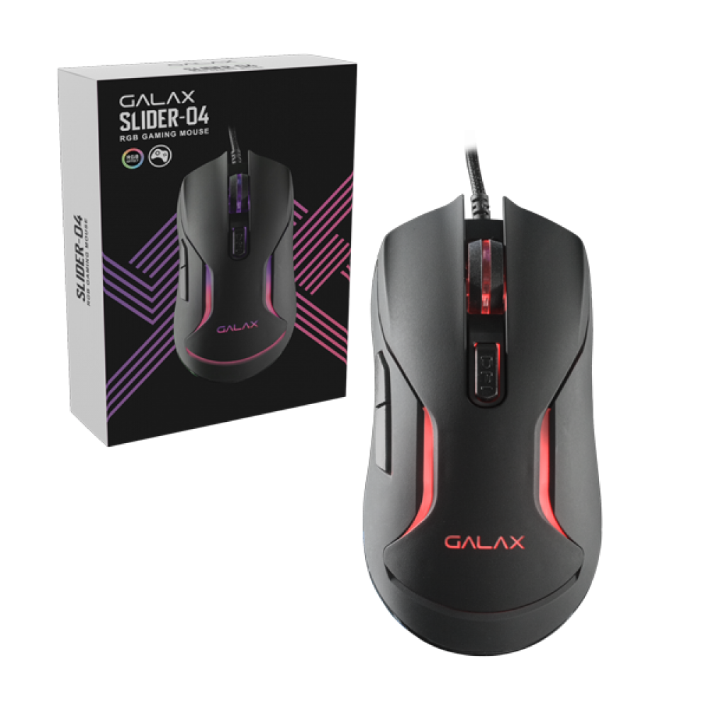 Chuột Galax Slider-04 RGB Gaming | Đen, Wired, MGS04UX26RG2B0