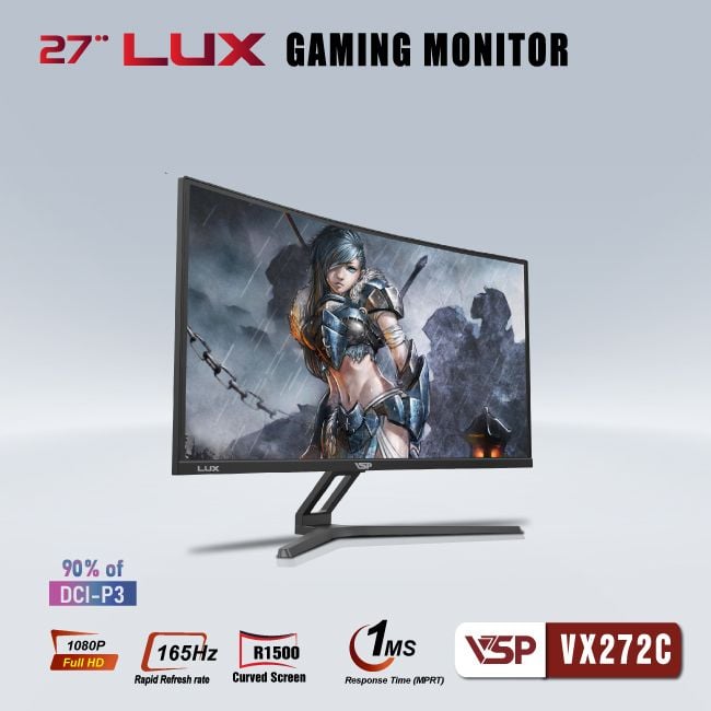 Màn hình Gaming VSP VX272C - LUX | 27 inch, Full HD, VA, 165Hz, 1ms, cong