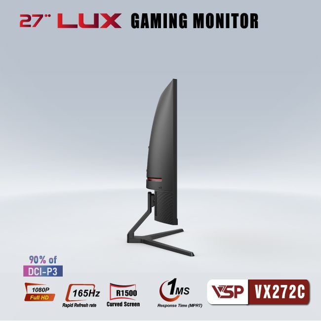 Màn hình Gaming VSP VX272C - LUX | 27 inch, Full HD, VA, 165Hz, 1ms, cong