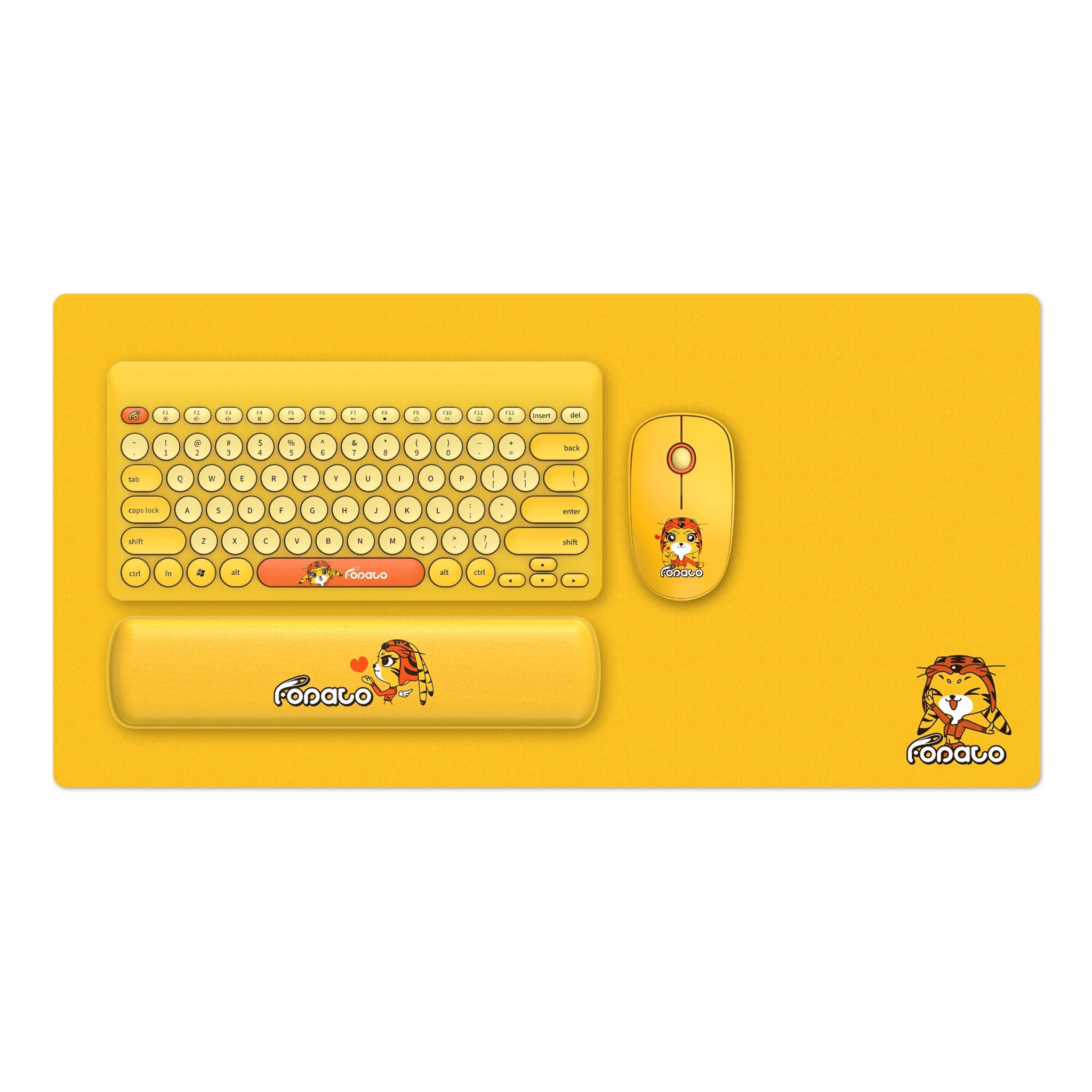 Combo Phím Chuột Fd Lk586 (4 Món) Màu Vàng, Không Dây