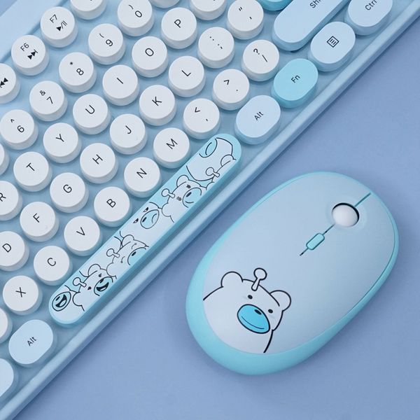  Combo phím chuột không dây Geezer Hello Bear - Xanh dương mixed | Wireless 2.4 