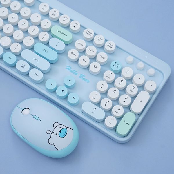  Combo phím chuột không dây Geezer Hello Bear - Xanh dương mixed | Wireless 2.4 