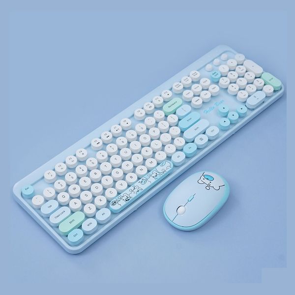  Combo phím chuột không dây Geezer Hello Bear - Xanh dương mixed | Wireless 2.4 