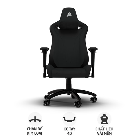 Ghế Gaming Corsair TC200 Fabric | Black - Black (CF-9010049-WW)