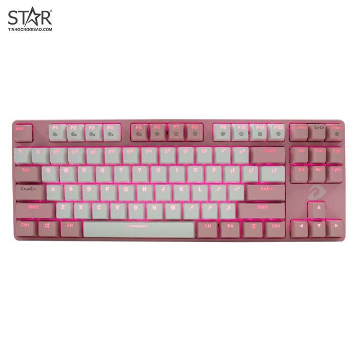 Bàn phím cơ Gaming DAREU EK87 (Red Switch) - Pink White (Pink-LED)