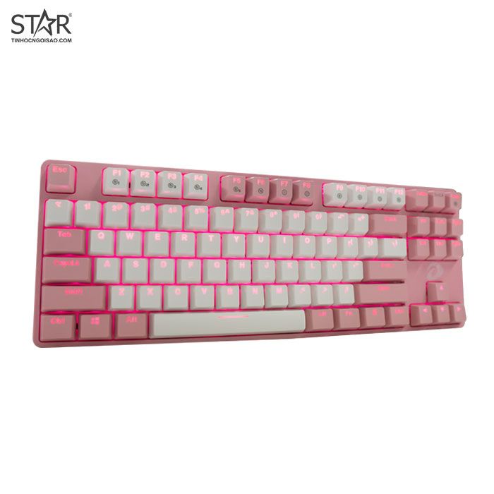 Bàn phím cơ Gaming DAREU EK87 (Red Switch) - Pink White (Pink-LED)