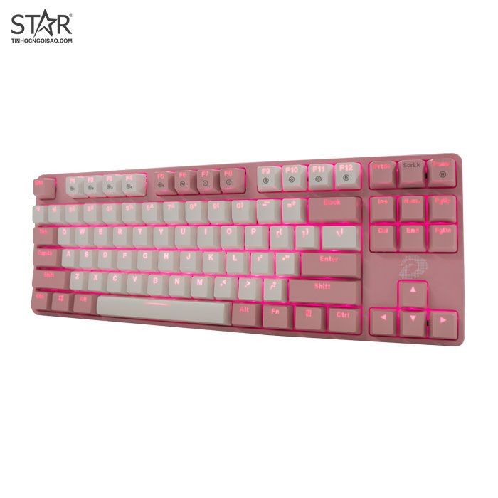 Bàn phím cơ Gaming DAREU EK87 (Brown Switch) - Pink White (Pink-LED)