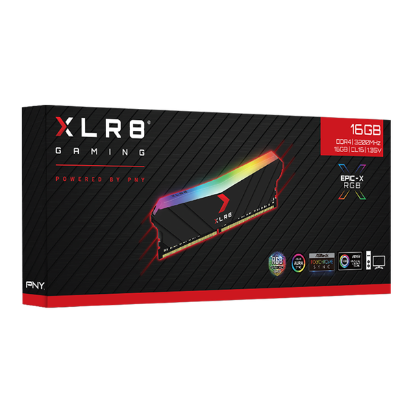  Ram PNY XLR8 RGB 16GB - Black | 1 x 16GB, DDR4, 3200MHz (MD16GD4320016XRGB) 