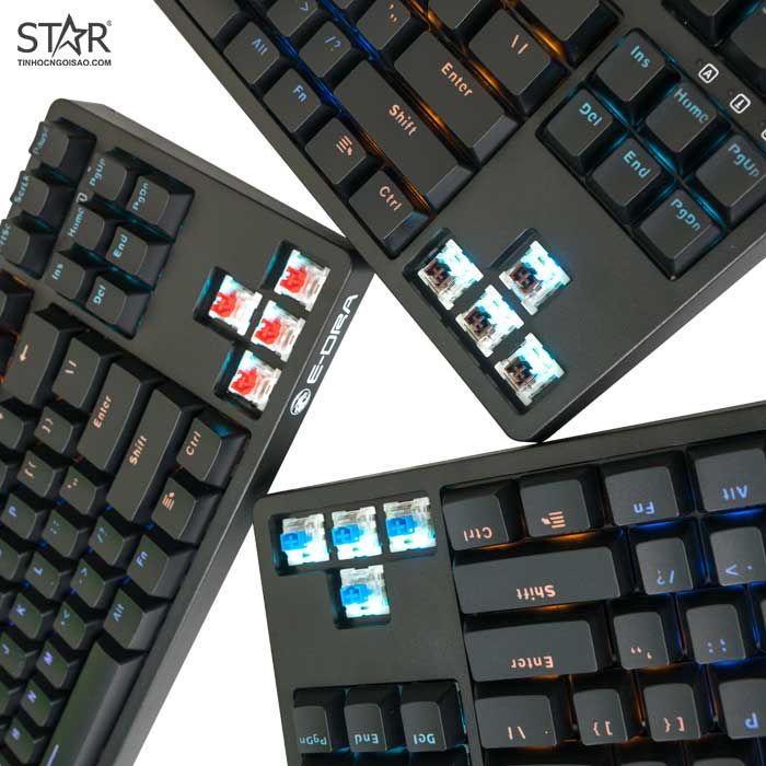 Bàn Phím Cơ E-Dra EK387 Gaming Led TKL Blue Switch (Đen)