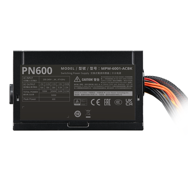  Nguồn máy tính Cooler Master Elite Nex 600 230V Peak PN600 (MPW-6001-ACBK-PEU) | Non Modular, ATX 
